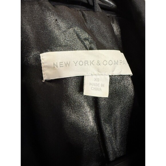 Women’s XS- New York & Co Black Belted Trench Coat Jacket - Picture 3 of 6